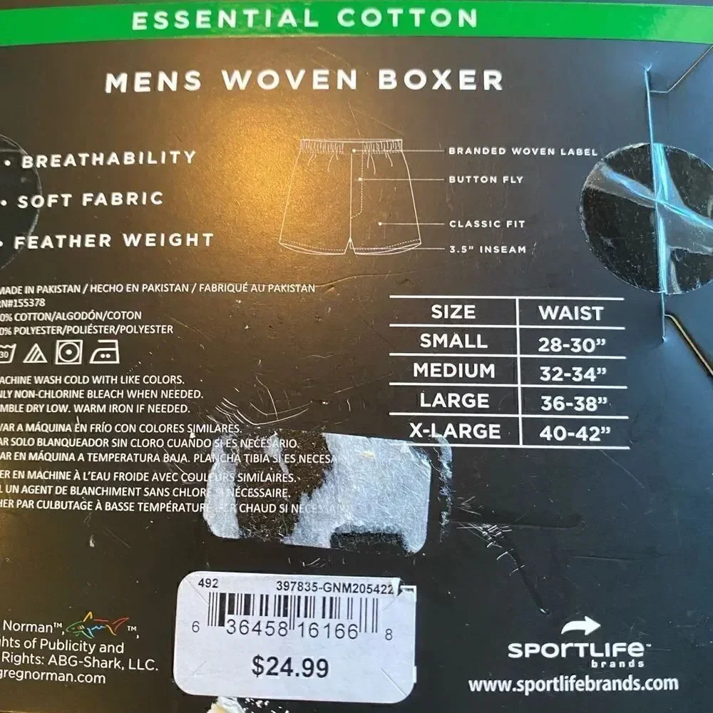 GREG NORMAN Mens Small 2 Pair Woven Boxers